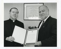 Moakley, John Joseph receiving award from William P. Leahy
