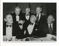 Retirement dinner for John T. Driscoll with Edward J. King, Endicott Peabody, Francis W. Sargent, Robert Q. Crane, and William M. Bulger