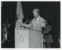 Carter, Jimmy as presidential candidate speaking at Boston College