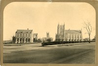 Saint Mary&#39;s Hall, Gasson Hall, and Bapst Library from across Commonwealth Avenue, looking down Linden Lane, by Clifton Church