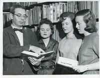 John J. Power with students Pauline Rooney, Jeanne McGuiggin, and Mary Miller