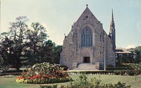 Saint Ignatius Church exterior: entrance from Saint Thomas More Road, postcard