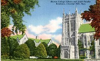 Bapst Library exterior: Ford Tower and Saint Mary&#39;s Hall, postcards