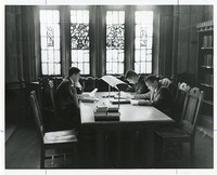 Bapst Library interior: Gargan Hall, students at desks