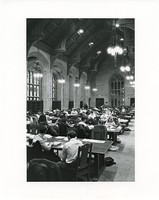Bapst Library interior: Gargan Hall with students studying