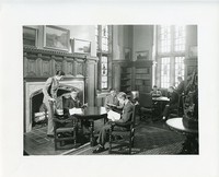 Bapst Library interior: Lonergan Center with students at tables