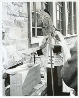 Cushing Hall exterior: dedication and sealing of the cornerstone by Richard Cushing