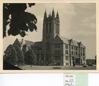 Gasson Hall exterior: front from Bapst Library lawn