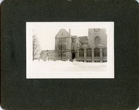 Gasson Hall exterior: front entrance in winter by Clifton Church
