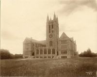 Gasson Hall exterior: front from field, by Clifton Church