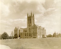 Gasson Hall exterior: front from lawn, by Clifton Church
