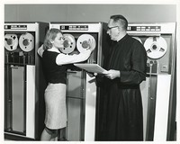 Gasson Hall interior: data processing center with John F. FitzGerald and Mary H. Norton