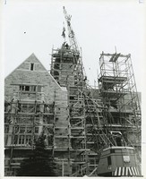 Lyons Hall exterior: construction of the tower