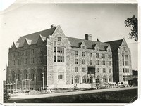 Saint Mary&#39;s Hall exterior during construction, from Linden Lane when almost finished