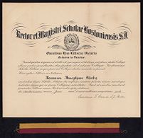Image: Boston College High School diploma and ribbon, 1906