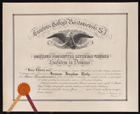 Image: Boston College diploma, 1910
