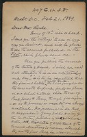 Letter, February 21, 1889, Capt. Sam C. Reid to James Jeffrey Roche