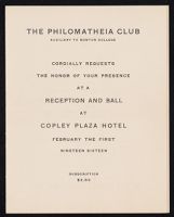 Image: Philomatheia Club event invitations, 1916