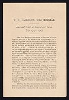 The Emerson Centennial Memorial School at Concord and Boston, announcement pamphlet with lecture schedule, 1903 July