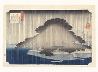 Night Rain at Karasaki from the series Eight Views of Ômi, woodblock print, ink and color on paper