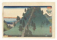 Mount Kaso in Kazusa Province from the series Wrestling Matches between Mountains and Seas, woodblock print, ink and color on paper