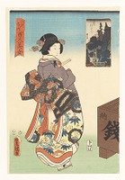 Mount Atago in Shiba from the series One Hundred Beautiful Women at Famous Places in Edo, woodblock print, ink and color on paper
