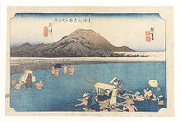 Fuchû: The Abe River from the series Fifty-three Stations of the Tôkaidô Road, woodblock print, ink and color on paper