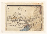Kanbara, woodblock print, ink and color on paper