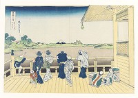 Sazai Hall of the Temple of the Five Hundred Arhats from the series Thirty-six Views of Mount Fuji, woodblock print, ink and color on paper