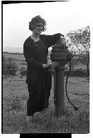 Anne Heaney, Seamus Heaney&#39;s sister, at a water pump at their Bellaghy home
