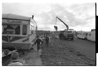 Council workers cleaning up traveler halting site, Flying Horse Road, Downpatrick