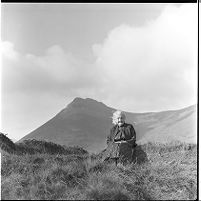 Mrs. O&#39;Reilly in field, Mourne Mountains, Annalong, County Down