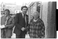 John Hume alone and meeting people during Eddie McGrady&#39;s election campaign, Downpatrick