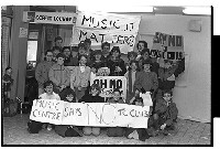 Young musicians protesting proposed music funding cutbacks by government